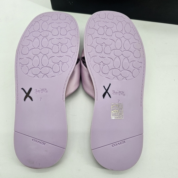 Coach Women's Brooklyn Leather Sandals - Violet Lilac Purple Twist Knot Slide 7 - Picture 6 of 8